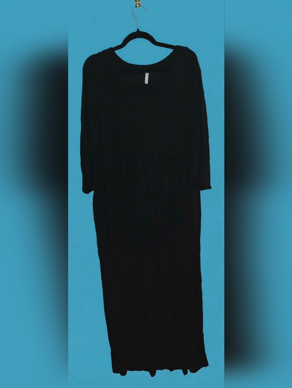 Black Long 3/4 Sleeve Maxi Dress